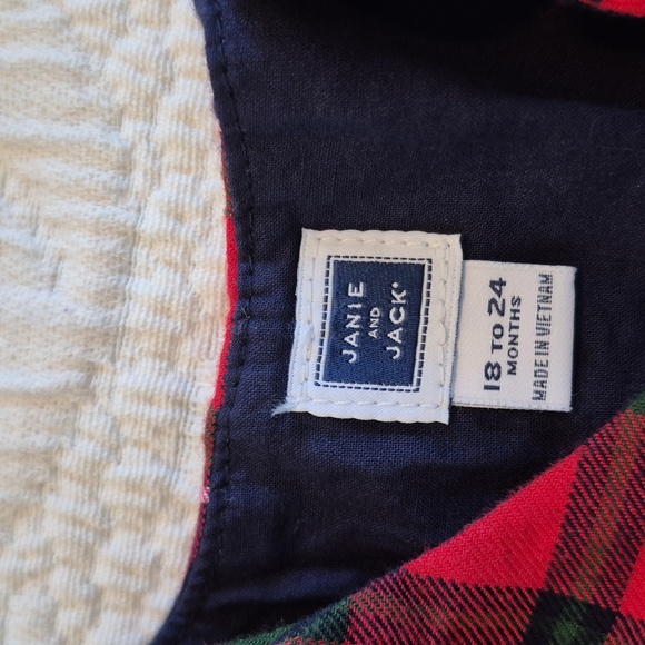 Janie and Jack boys 18 - 24 months plaid flannel romper EUC - Picture 2 of 7